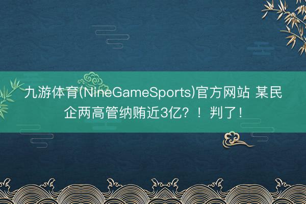 九游体育(NineGameSports)官方网站 某民企两高管纳贿近3亿？！判了！